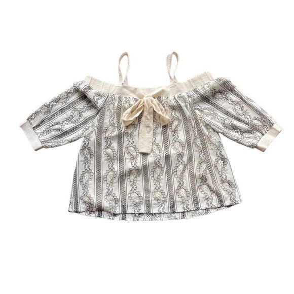 NWT Entro Women’s Off the Shoulder White and Black Lace Top Size M - Picture 1 of 10